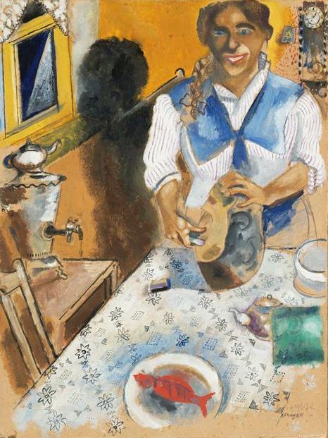 Manía cortando pan contemporáneo Marc Chagall Pintura al óleo